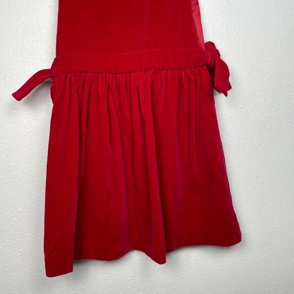 VTG Red Velvet Square Neck Overall Tie Waist Dress - Picture 8 of 8